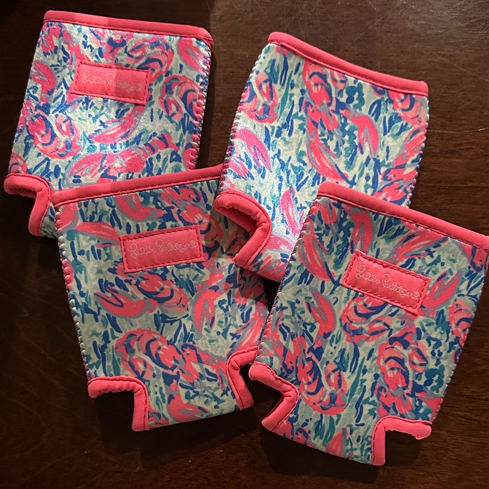 Lilly Pulitzer Vibrant Pink and Blue Drink Sleeves